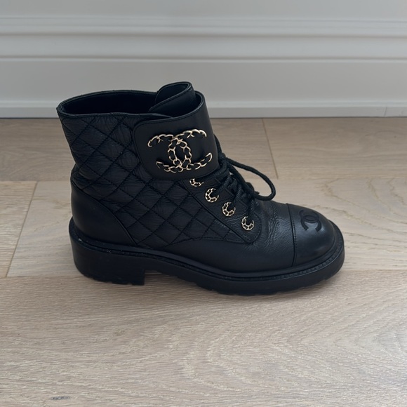 Chanel Black Quilted Leather Ankle Boots - Picture 2 of 14
